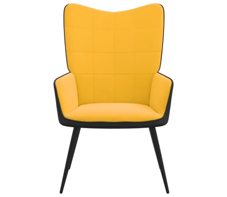 vidaXL Poilsio kėdė, garstyčių geltonos spalvos, aksomas ir PVC