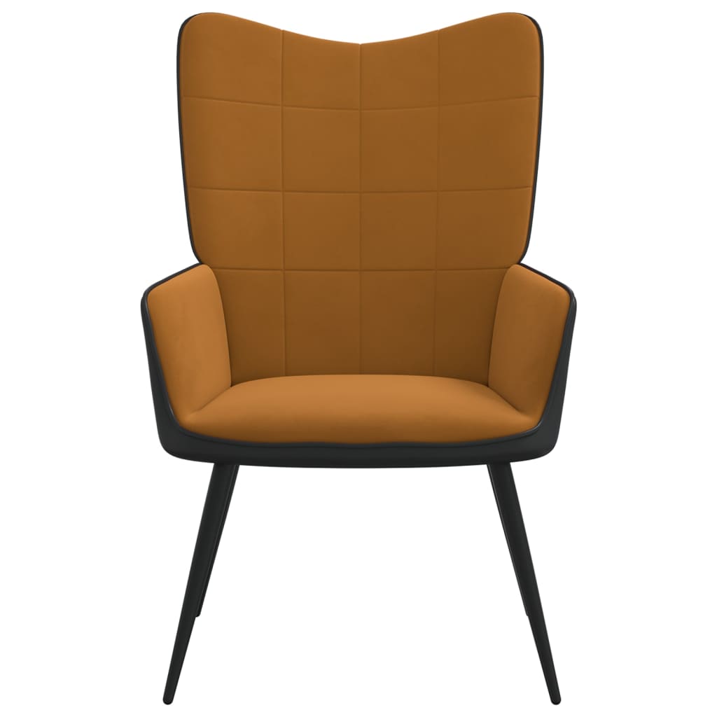 vidaXL Cadeira de descanso PVC e veludo castanho