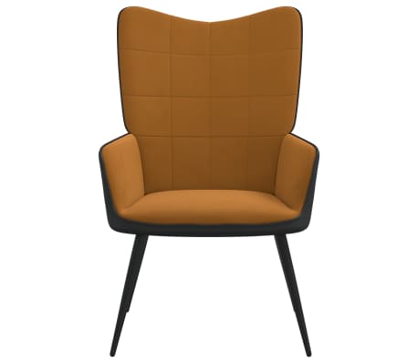 vidaXL Poilsio kėdė, rudos spalvos, aksomas ir PVC