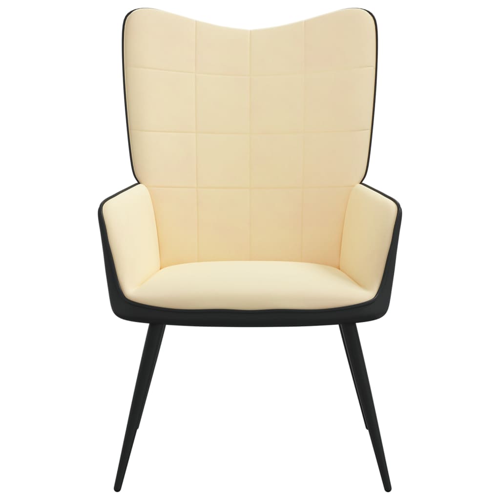vidaXL Poilsio kėdė, kreminės baltos spalvos, aksomas ir PVC