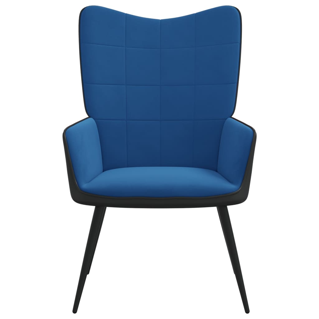 vidaXL Poilsio kėdė, mėlynos spalvos, aksomas ir PVC