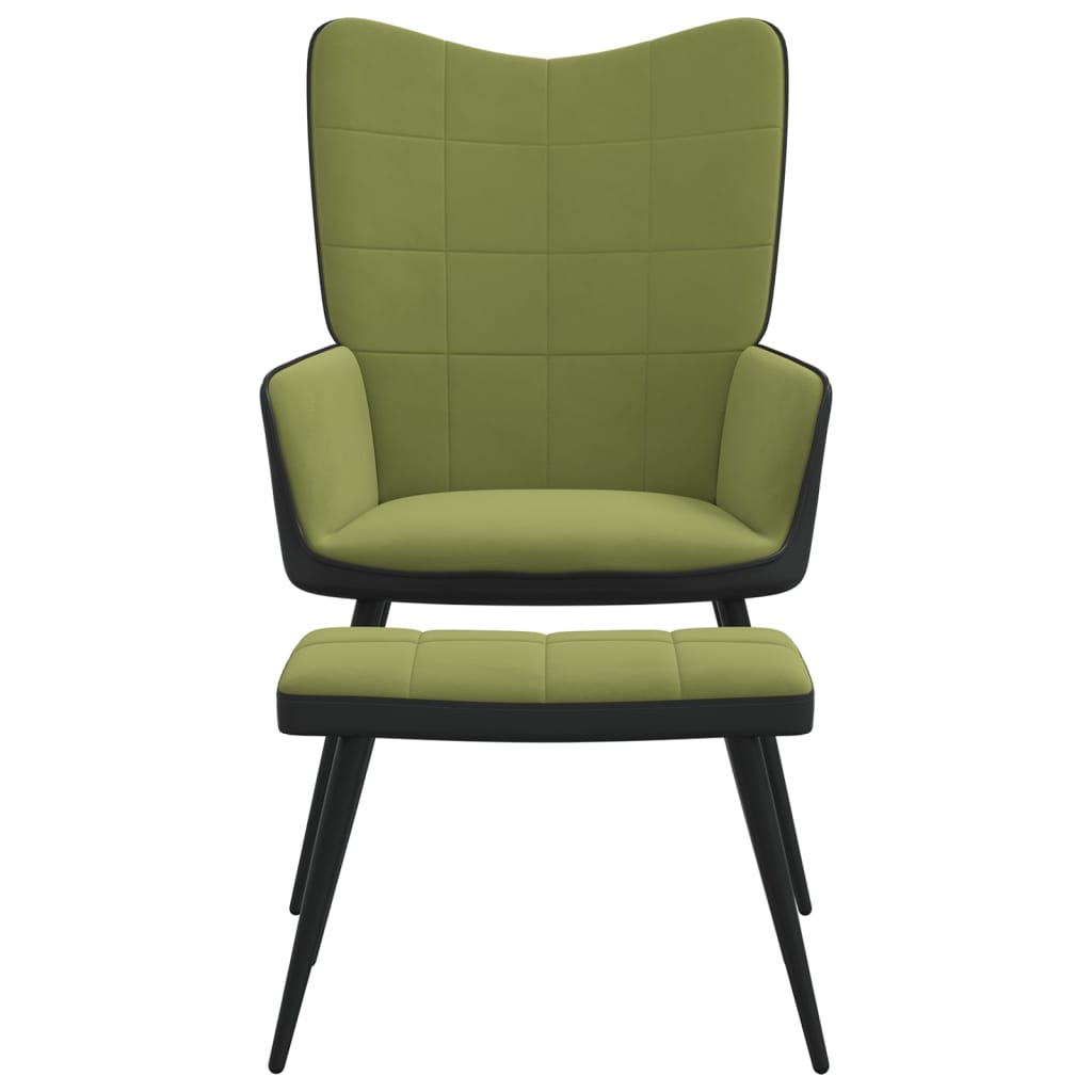 vidaXL Poilsio kėdė su pakoja, šviesiai žalios spalvos, aksomas ir PVC