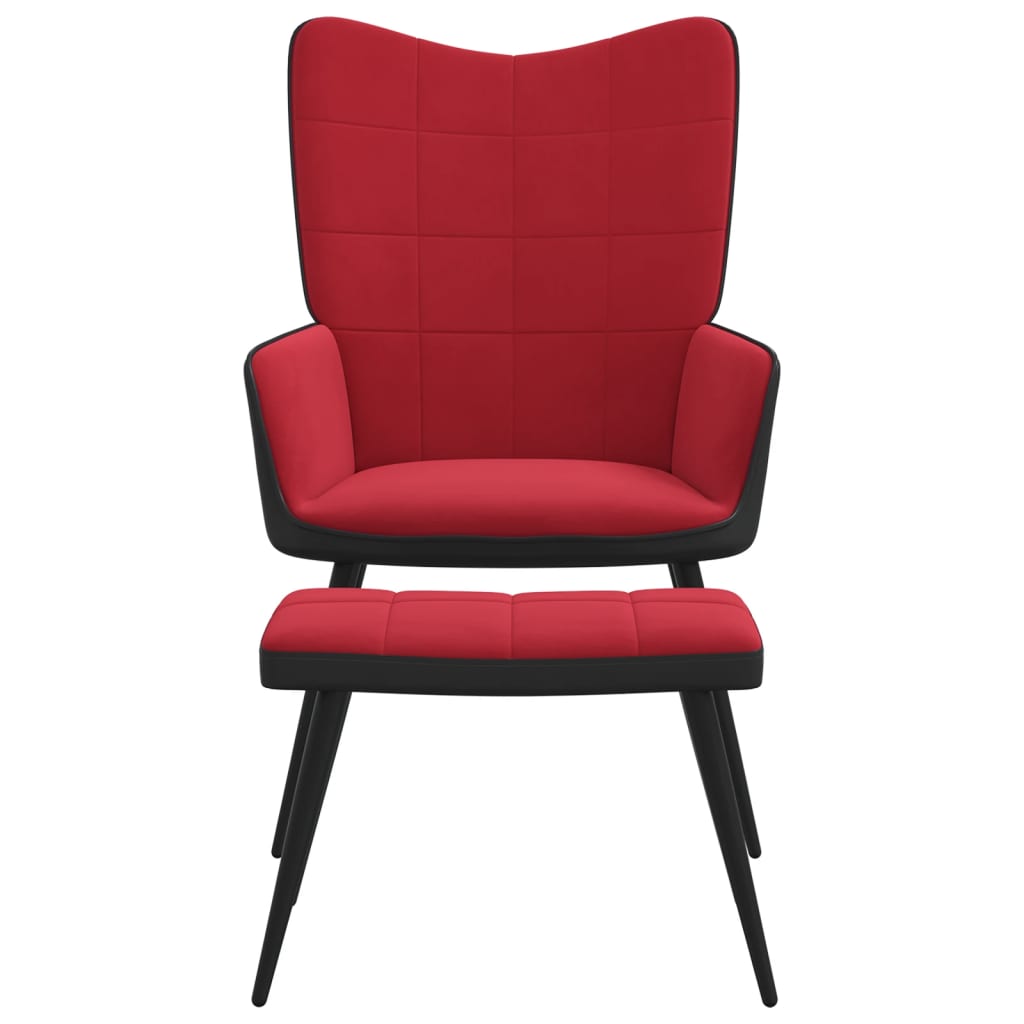 vidaXL Poilsio kėdė su pakoja, raudonojo vyno spalvos, aksomas ir PVC
