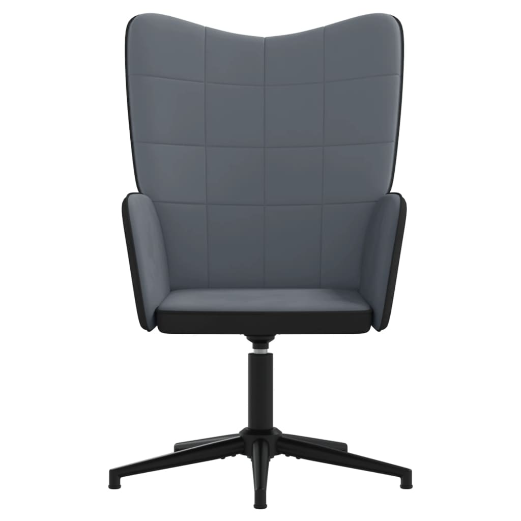 vidaXL Poilsio kėdė, tamsiai pilkos spalvos, aksomas ir PVC