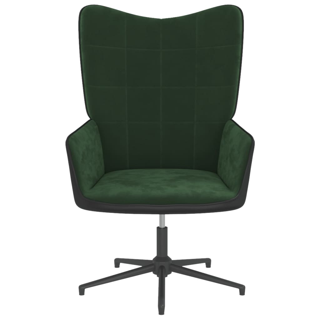 vidaXL Релаксиращ стол, тъмнозелен, кадифе и PVC