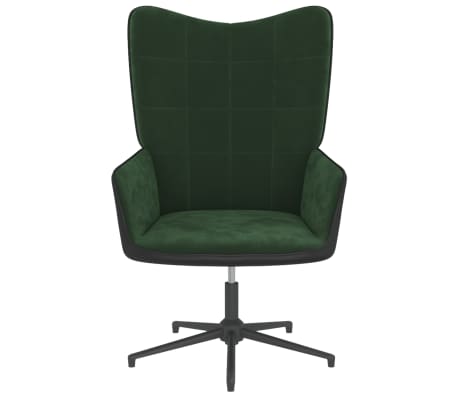 vidaXL atpūtas krēsls, tumši zaļš, samts un PVC