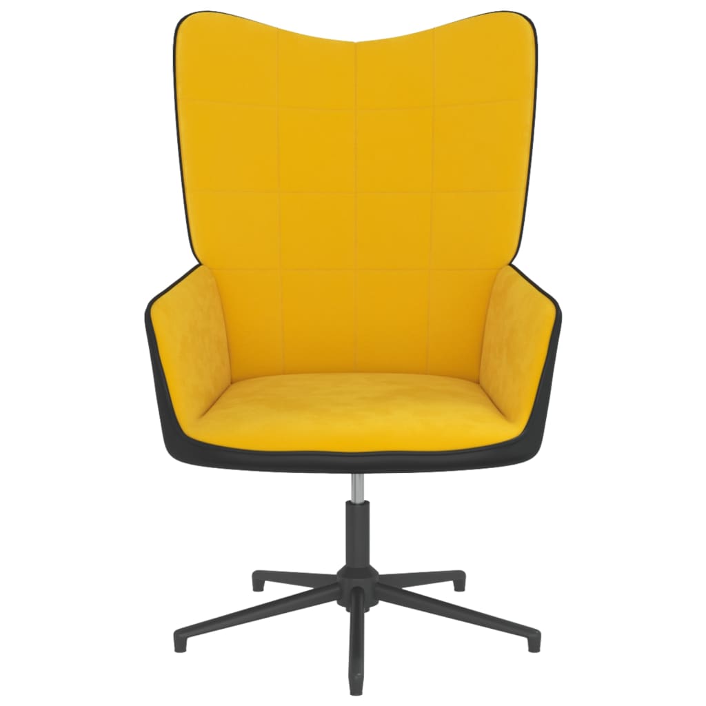 vidaXL Cadeira de descanso PVC e veludo amarelo mostarda
