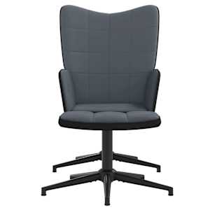 vidaXL Πολυθρόνα Relax Σκούρο Γκρι από Βελούδο και PVC με Σκαμπό