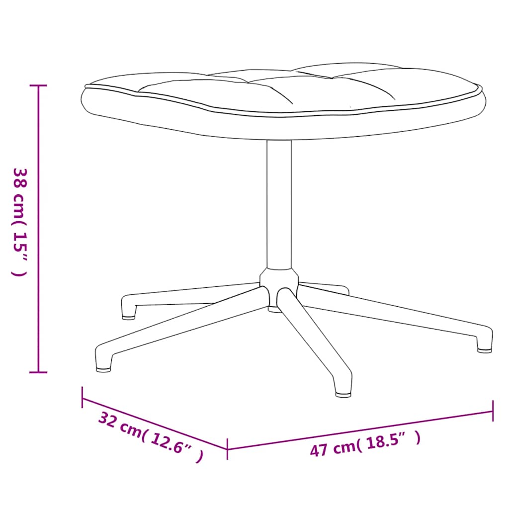Scaun de relaxare cu taburet, verde deschis, catifea și PVC