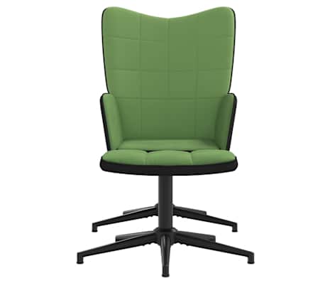 vidaXL Scaun de relaxare cu taburet, verde deschis, catifea și PVC