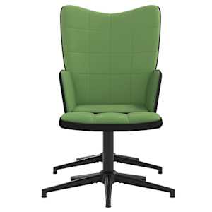 vidaXL Scaun de relaxare cu taburet, verde deschis, catifea și PVC