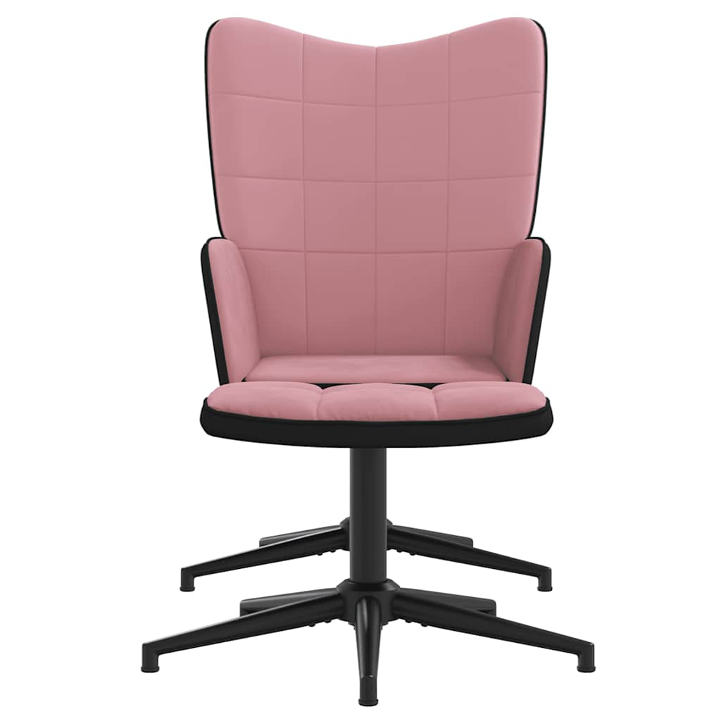 

vidaXL Relaxstoel met voetenbank fluweel en PVC roze