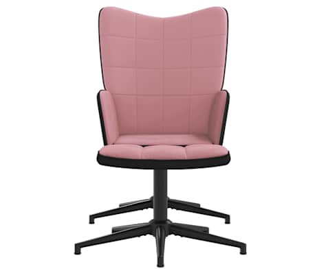 vidaXL Cadeira de descanso com banco PVC e veludo rosa