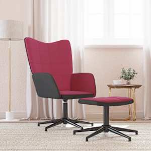 vidaXL Scaun de relaxare cu taburet, roșu vin, catifea și PVC