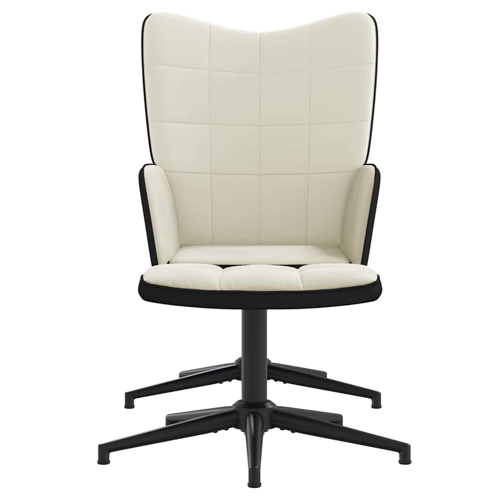 Thumbnail - vidaXL Relaxsessel mit Hocker Cremeweiß Samt und PVC