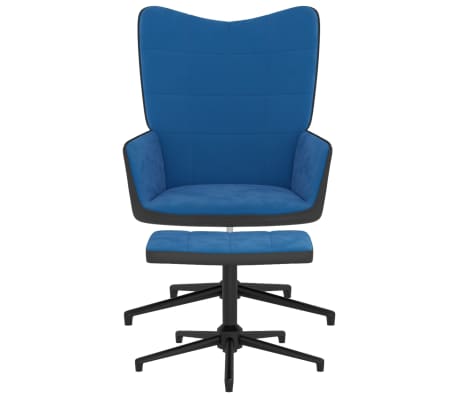 vidaXL Chaise de relaxation avec repose-pied Bleu Velours et PVC