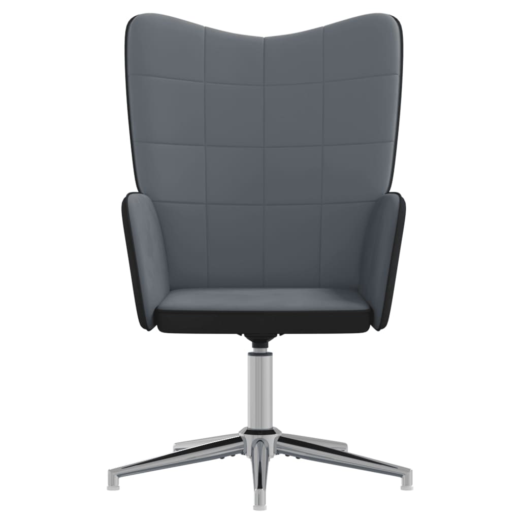 vidaXL Cadeira de descanso PVC e veludo cinzento-escuro