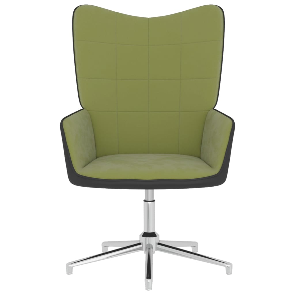 vidaXL Релаксиращ стол, светлозелен, кадифе и PVC