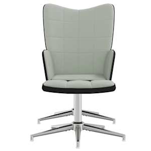 vidaXL Πολυθρόνα Relax Ανοιχτό Γκρι από Βελούδο και PVC με Σκαμπό