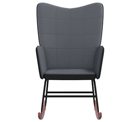 vidaXL Gugalni stol temno siv žamet in PVC