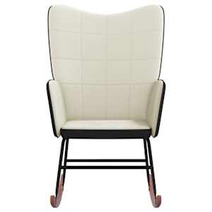 vidaXL Schommelstoel fluweel en PVC cr&egrave;mewit