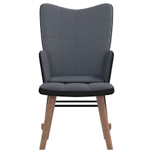 vidaXL Scaun balansoar cu taburet, gri &icirc;nchis, catifea și PVC