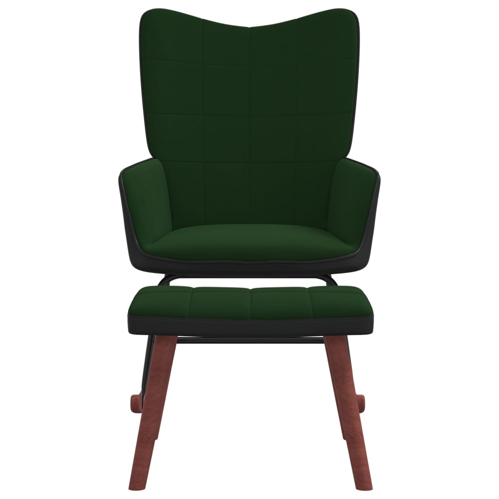 vidaXL Supama kėdė su pakoja, tamsiai žalios spalvos, aksomas ir PVC