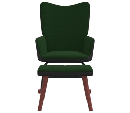 vidaXL Supama kėdė su pakoja, tamsiai žalios spalvos, aksomas ir PVC