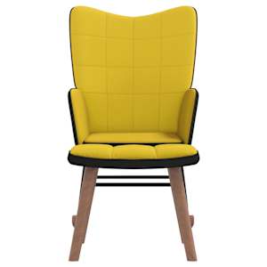 vidaXL Supama kėdė su pakoja, garstyčių geltona, aksomas ir PVC