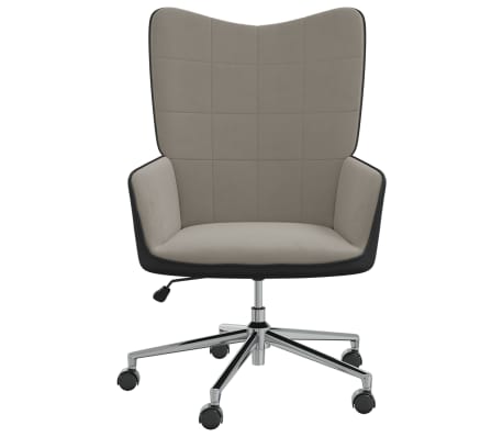vidaXL Poilsio kėdė, šviesiai pilkos spalvos, aksomas ir PVC