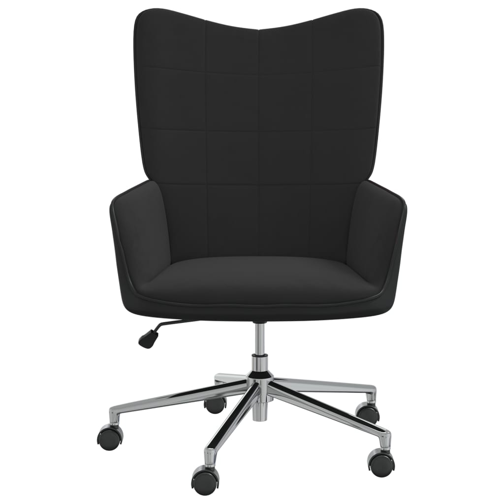 vidaXL Cadeira de descanso PVC e veludo preto