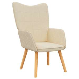 Relaxační křeslo krémové textil - obrázek 2