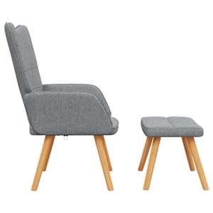 Relaxační křeslo se stoličkou světle šedé textil - obrázek 4