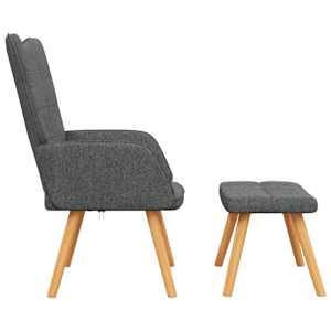 Relaxační křeslo se stoličkou tmavě šedé textil - obrázek 4