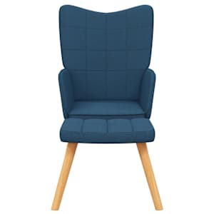 Relaxační křeslo se stoličkou modré textil - obrázek 3