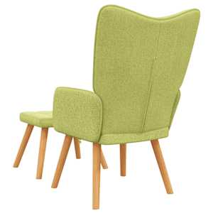 Relaxační křeslo se stoličkou zelené textil - obrázek 5