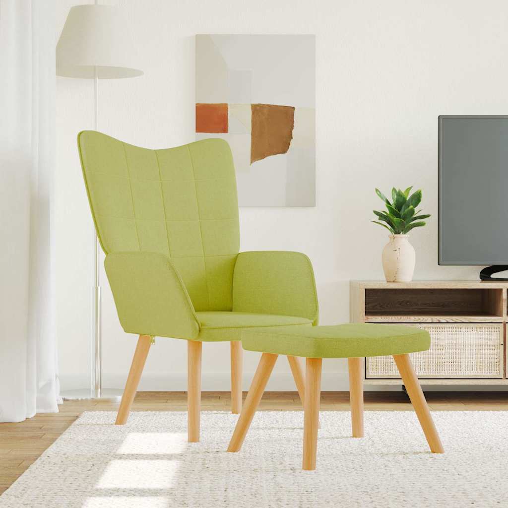 vidaXL Fotel z podn�kiem, zielony, obity tkanin�