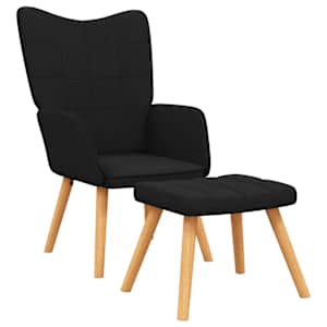 Relaxační křeslo se stoličkou černé textil - obrázek 2