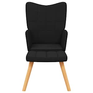 Relaxační křeslo se stoličkou černé textil - obrázek 3