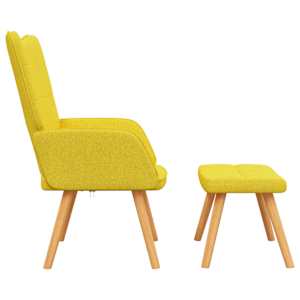 Relaxační křeslo se stoličkou hořčicově žluté textil - obrázek 4