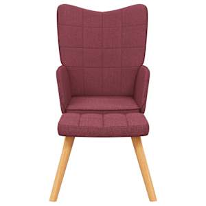 Relaxační křeslo se stoličkou vínové textil - obrázek 3