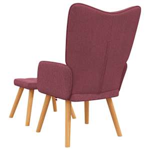Relaxační křeslo se stoličkou vínové textil - obrázek 5