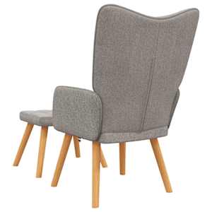 Relaxační křeslo se stoličkou taupe textil - obrázek 5
