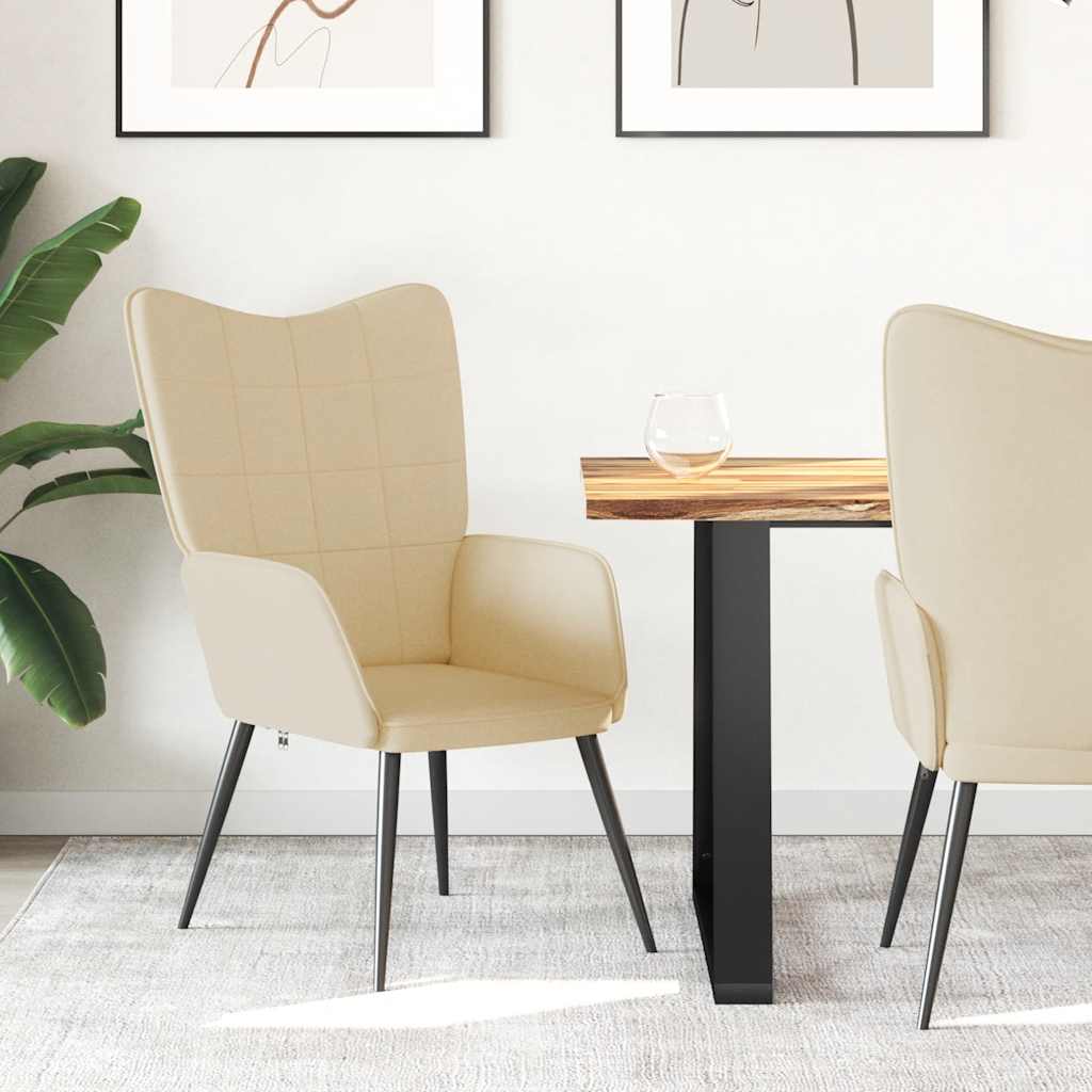 vidaXL Fotel, kremowy, obity tkanin�