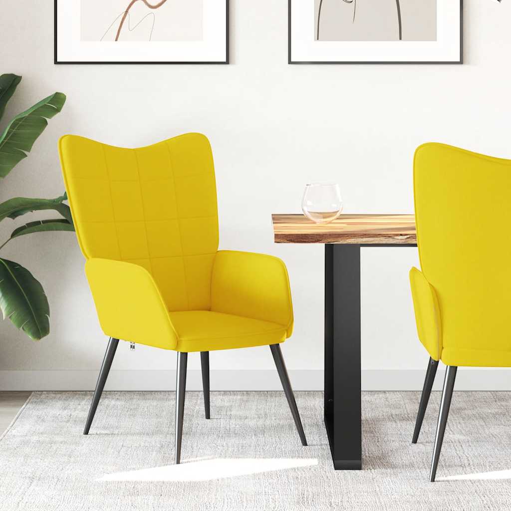 vidaXL Fotel, musztardowy, obity tkanin�