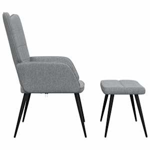 Relaxační židle se stoličkou světle šedá textil - obrázek 9