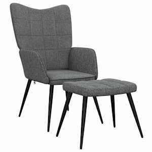 Relaxační židle se stoličkou tmavě šedá textil - obrázek 2