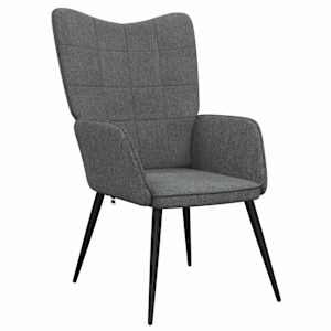 Relaxační židle se stoličkou tmavě šedá textil - obrázek 7