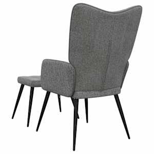 Relaxační židle se stoličkou tmavě šedá textil - obrázek 9