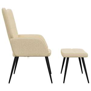 Relaxační židle se stoličkou krémová textil - obrázek 8